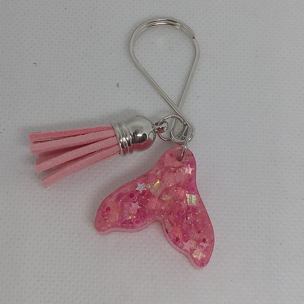 Pink Glitter Key Holder with Tassel